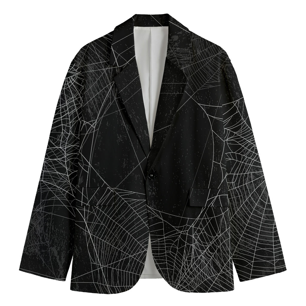 Halloween Spider Web Print Men's Cotton Blazer