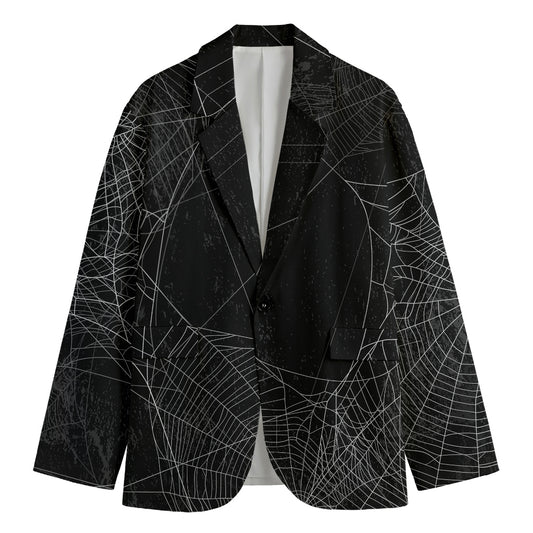 Halloween Spider Web Print Men's Cotton Blazer