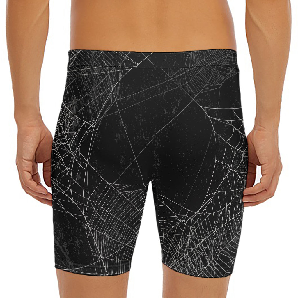 Halloween Spider Web Print Men's Long Boxer Briefs