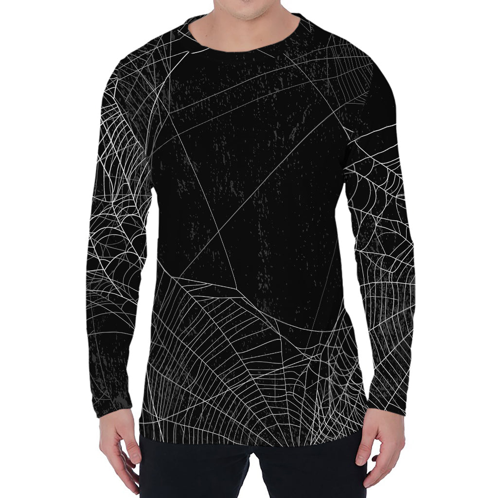 Halloween Spider Web Print Men's Long Sleeve T-Shirt