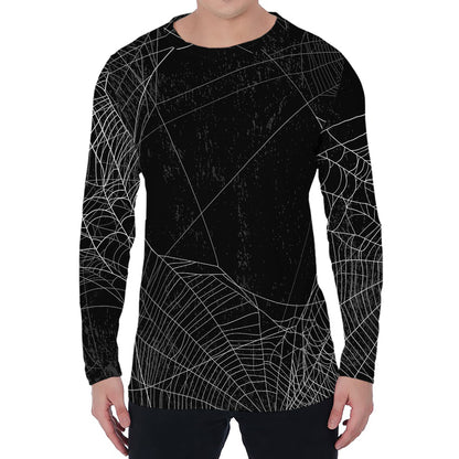 Halloween Spider Web Print Men's Long Sleeve T-Shirt