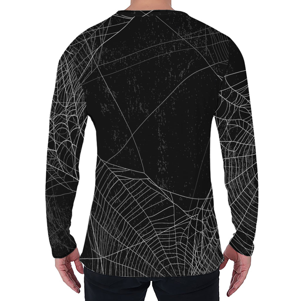 Halloween Spider Web Print Men's Long Sleeve T-Shirt
