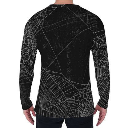 Halloween Spider Web Print Men's Long Sleeve T-Shirt