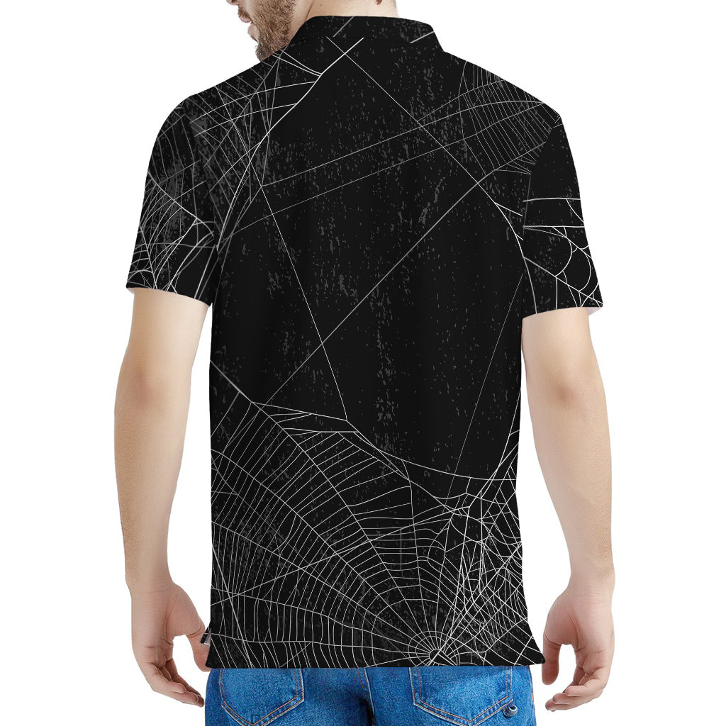 Halloween Spider Web Print Men's Polo Shirt