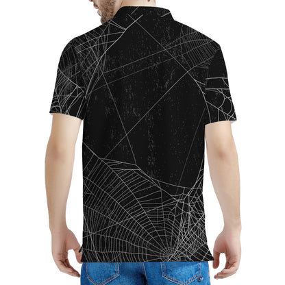 Halloween Spider Web Print Men's Polo Shirt