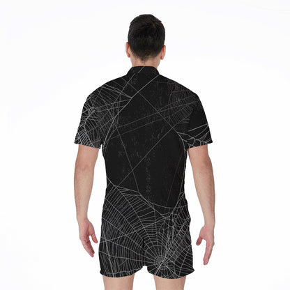 Halloween Spider Web Print Men's Rompers