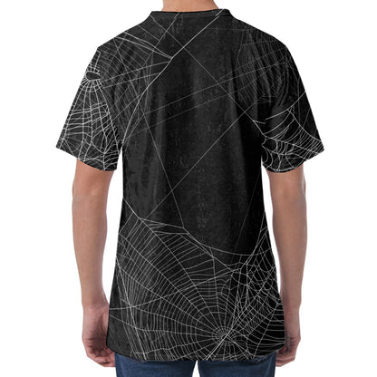 Halloween Spider Web Print Men's Velvet T-Shirt