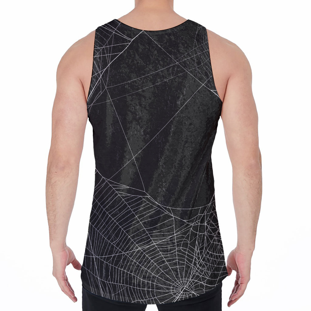Halloween Spider Web Print Men's Velvet Tank Top