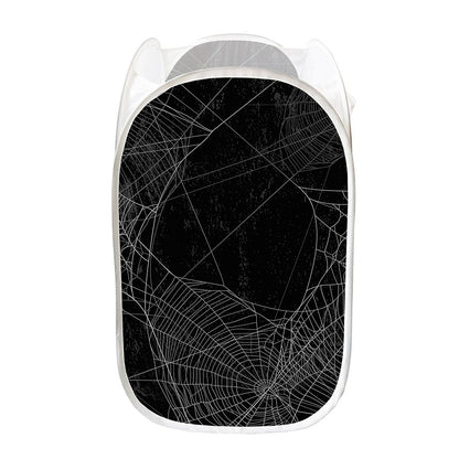 Halloween Spider Web Print Mesh Laundry Hamper