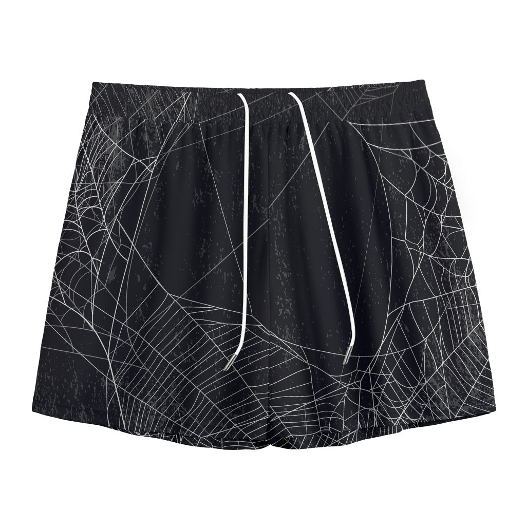Halloween Spider Web Print Mesh Shorts