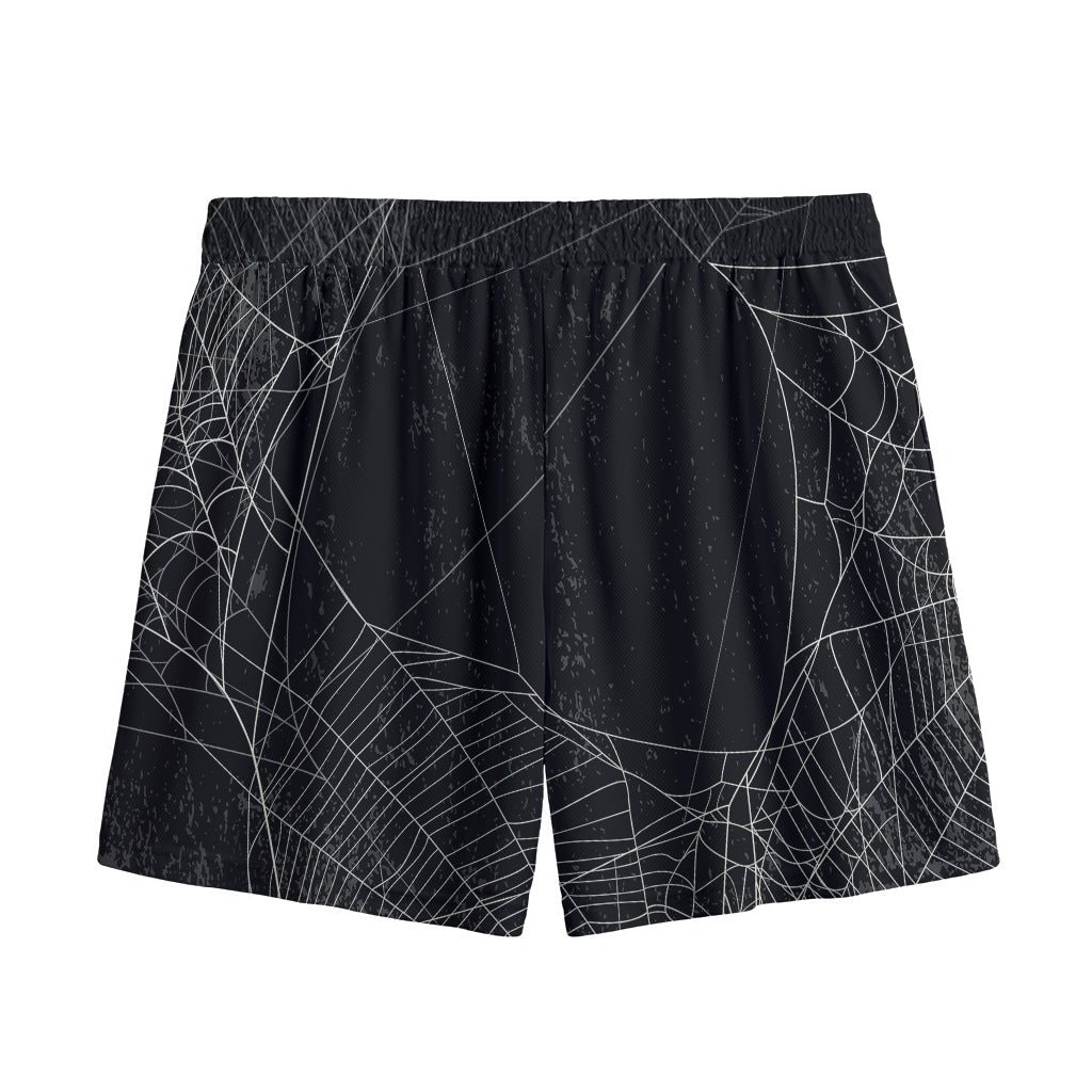 Halloween Spider Web Print Mesh Shorts