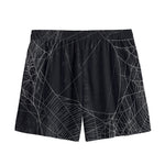 Halloween Spider Web Print Mesh Shorts