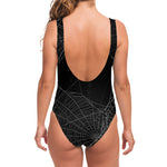 Halloween Spider Web Print One Piece Swimsuit