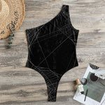 Halloween Spider Web Print One Shoulder Bodysuit