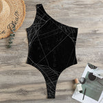 Halloween Spider Web Print One Shoulder Bodysuit