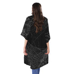 Halloween Spider Web Print Open Front Beach Cover Up