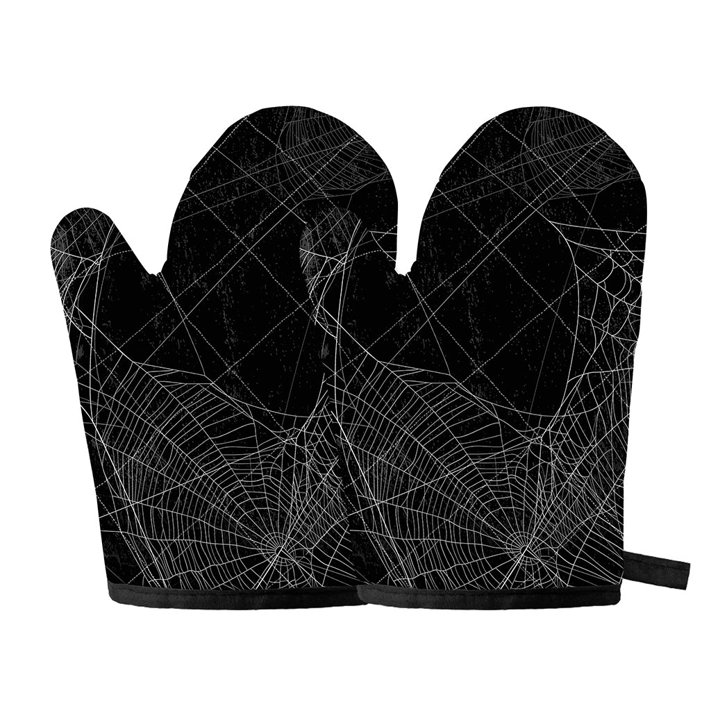 Halloween Spider Web Print Oven Mitts