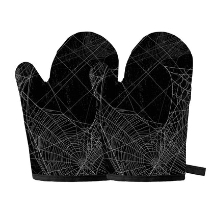 Halloween Spider Web Print Oven Mitts