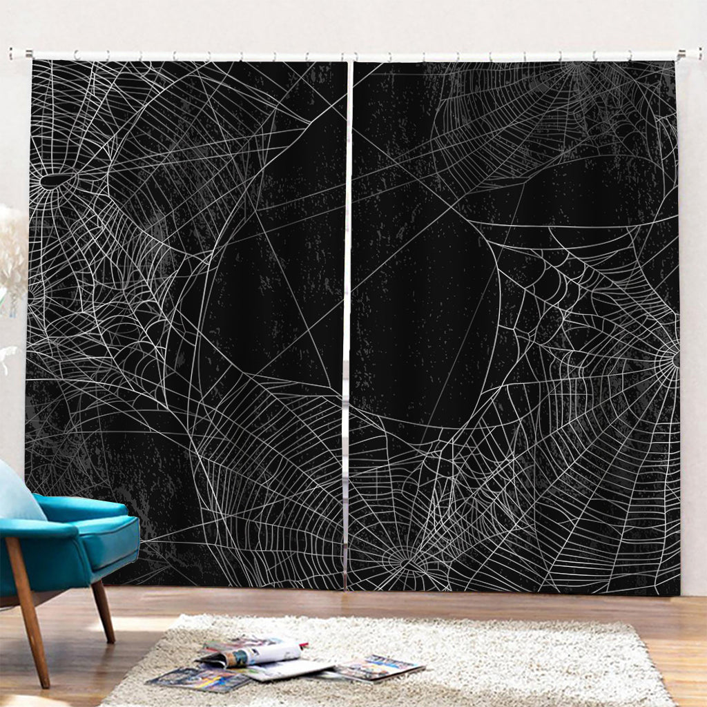 Halloween Spider Web Print Pencil Pleat Curtains