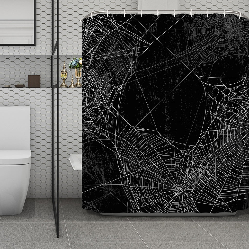 Halloween Spider Web Print Polyester Shower Curtain
