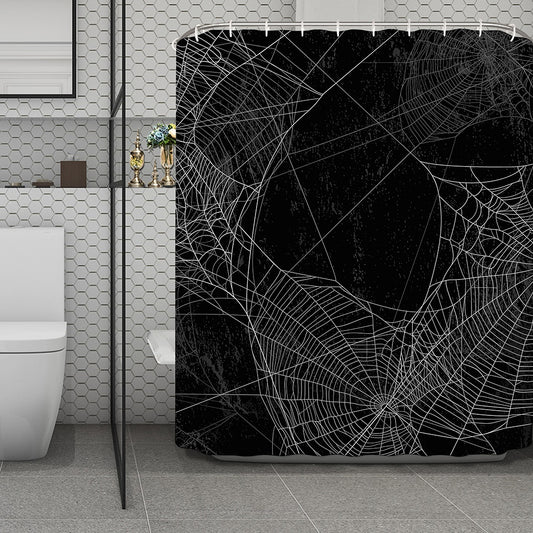 Halloween Spider Web Print Polyester Shower Curtain