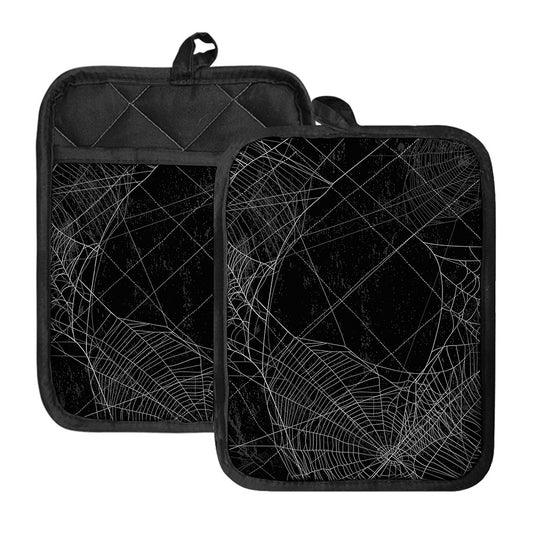 Halloween Spider Web Print Pot Holders With Pocket