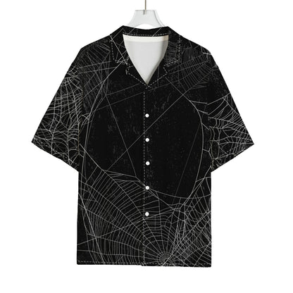 Halloween Spider Web Print Rayon Hawaiian Shirt