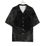 Halloween Spider Web Print Rayon Hawaiian Shirt