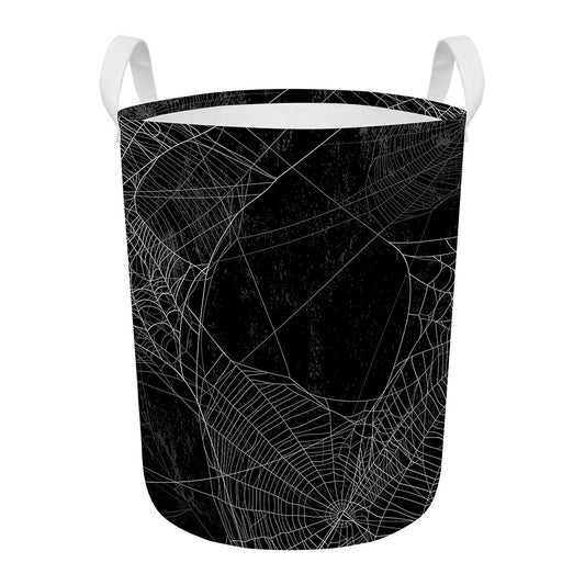 Halloween Spider Web Print Round Laundry Basket
