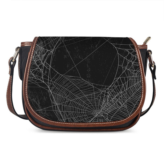 Halloween Spider Web Print Saddle Bag