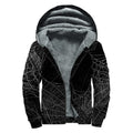 Halloween Spider Web Print Sherpa Lined Zip Up Hoodie