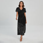 Halloween Spider Web Print Short Sleeve Maxi Dress