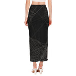 Halloween Spider Web Print Side Slit Maxi Skirt