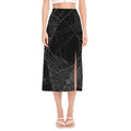 Halloween Spider Web Print Side Slit Midi Skirt
