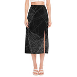 Halloween Spider Web Print Side Slit Midi Skirt