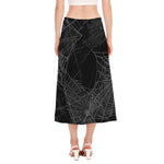 Halloween Spider Web Print Side Slit Midi Skirt