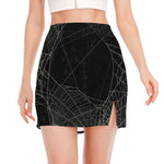 Halloween Spider Web Print Side Slit Mini Skirt