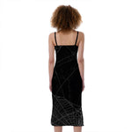 Halloween Spider Web Print Slim Fit Midi Cami Dress