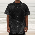 Halloween Spider Web Print Textured Short Sleeve Shirt