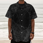 Halloween Spider Web Print Textured Short Sleeve Shirt