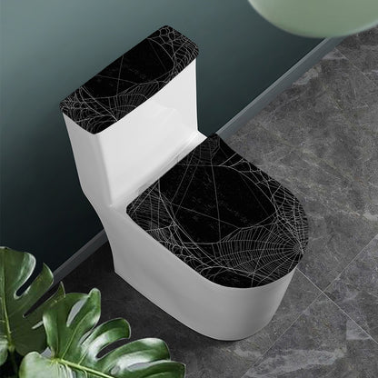 Halloween Spider Web Print Toilet Lid And Tank Cover Set