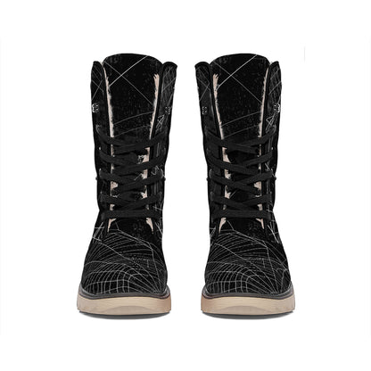 Halloween Spider Web Print Winter Boots