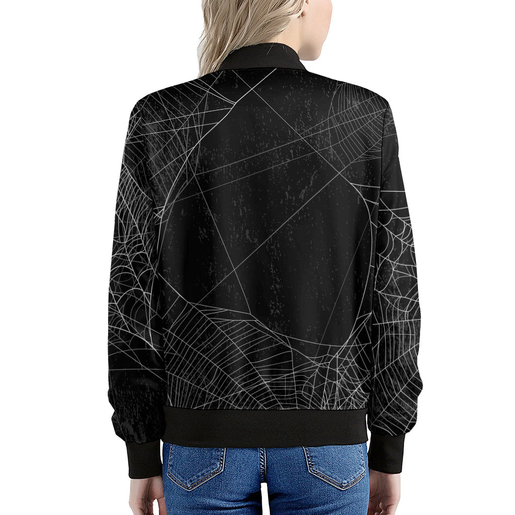 Halloween Spider Web Print Women's Bomber Jacket