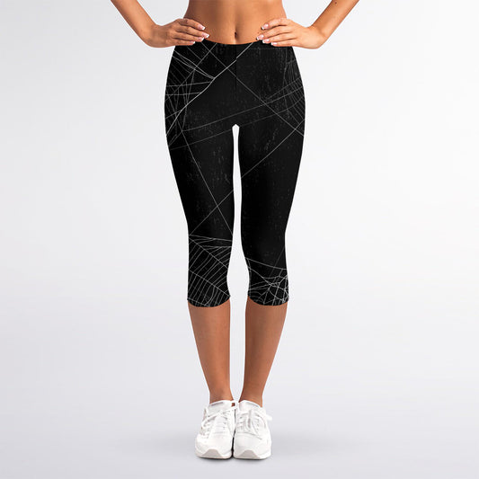 Halloween Spider Web Print Women's Capri Leggings
