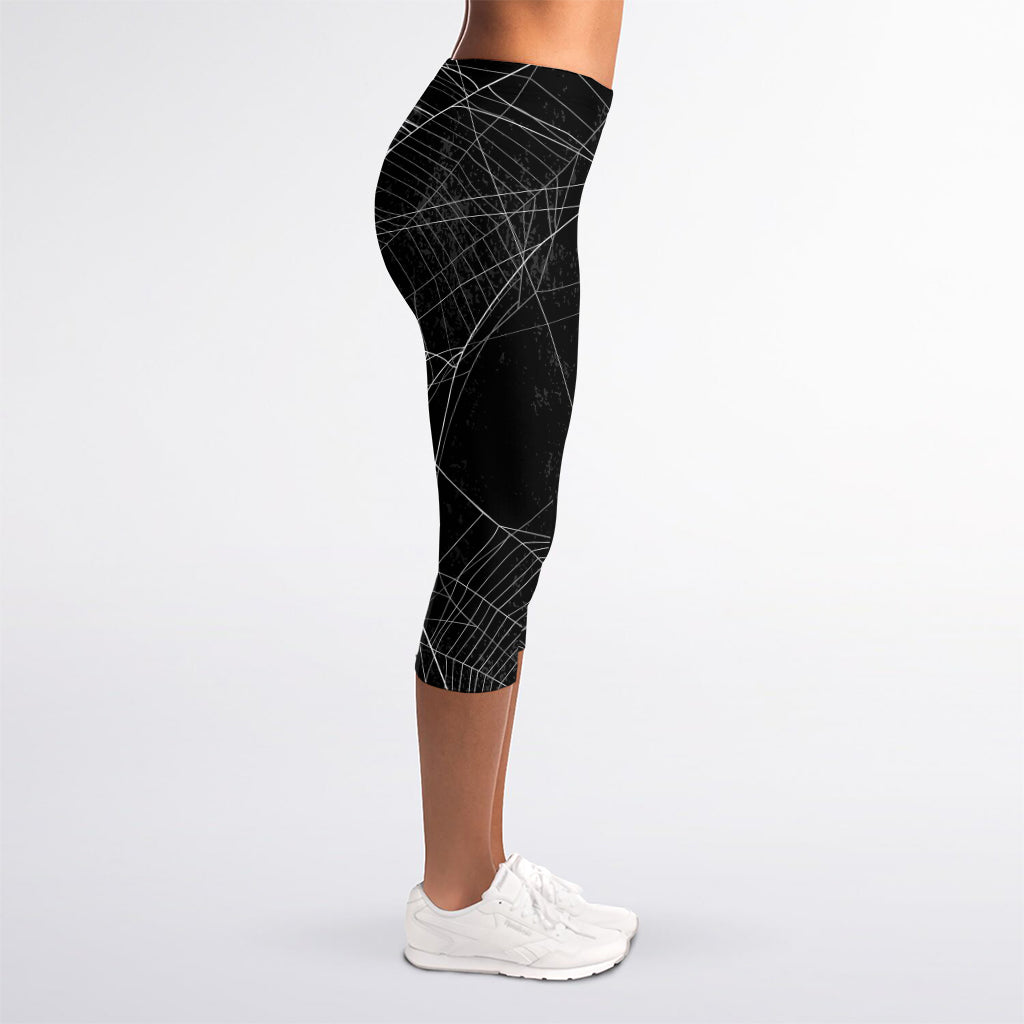 Halloween Spider Web Print Women's Capri Leggings