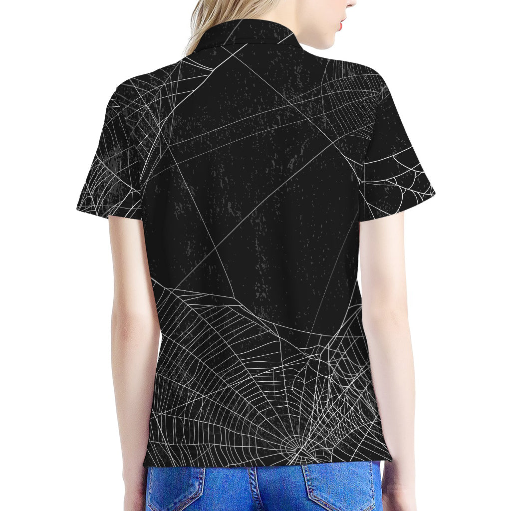Halloween Spider Web Print Women's Polo Shirt