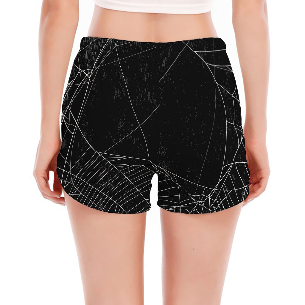 Halloween Spider Web Print Women's Split Running Shorts