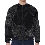 Halloween Spider Web Print Zip Sleeve Bomber Jacket
