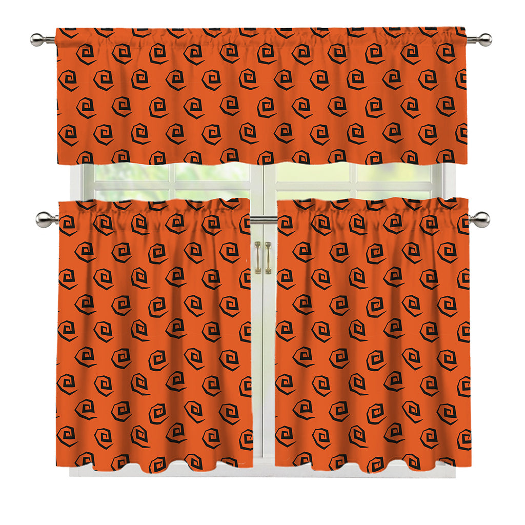 Halloween Spiral Pattern Print 3 Piece Kitchen Curtains