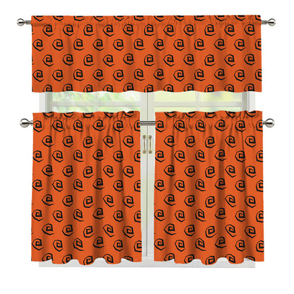 Halloween Spiral Pattern Print 3 Piece Kitchen Curtains